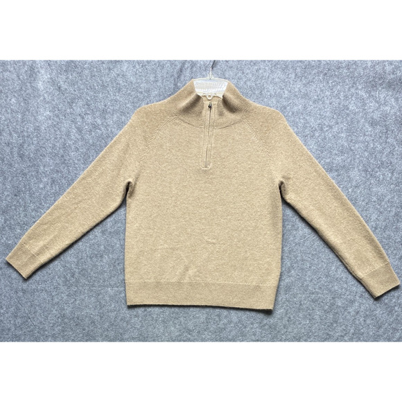 J.Crew Cashmere Sweater Womens Small? Tan Half Zip Mock Neck Pullover AE4338 - Picture 1 of 14